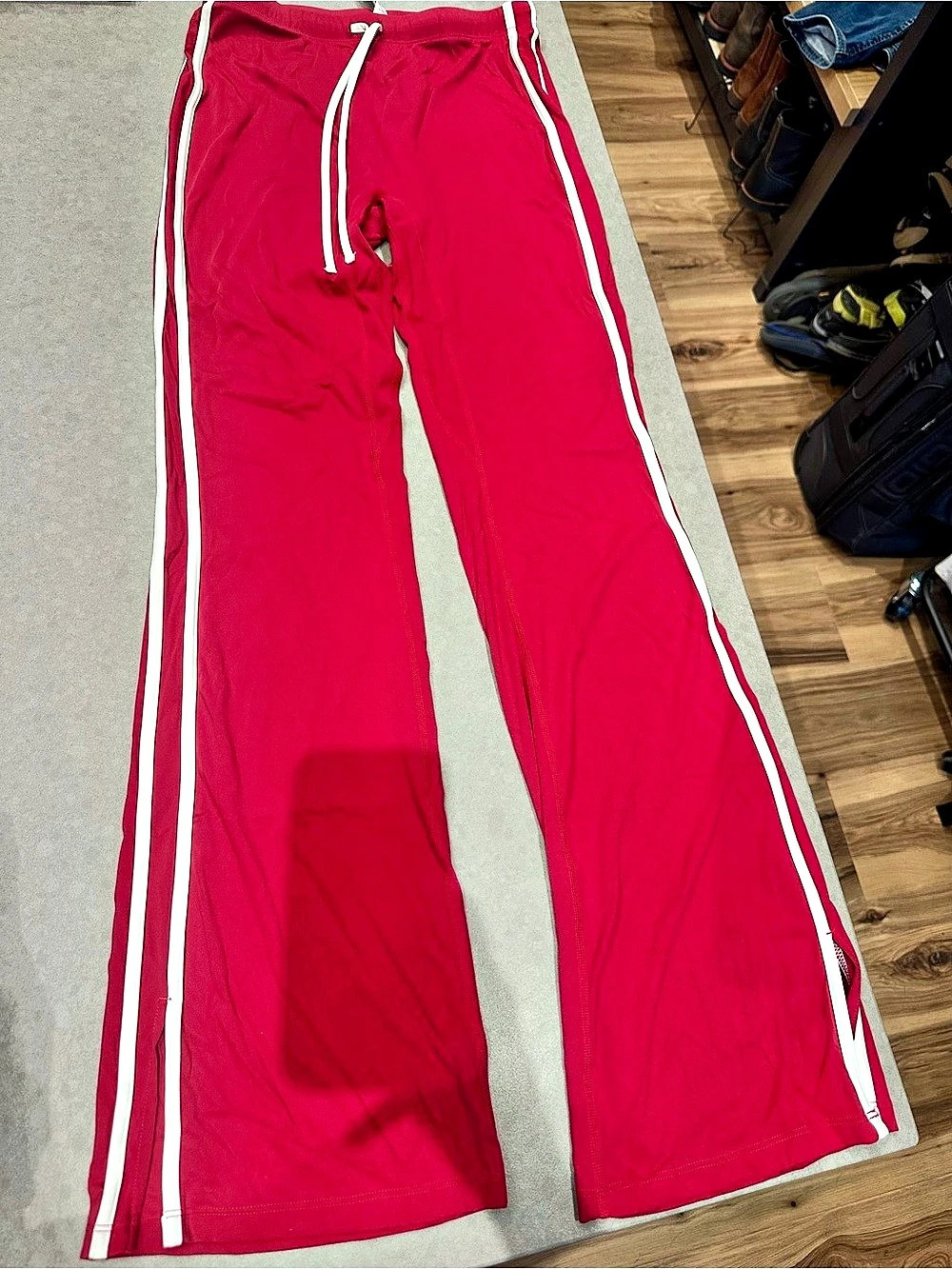 MOOSLOVER Side Stripe Flare Yoga Pants Pink Small